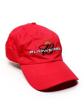 Vintage Style Budweiser Red Baseball Hat Cap Embroidered Logo Beer Brand Gear